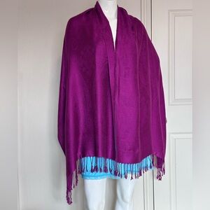 Vibrant Purple Shawl with Fringe